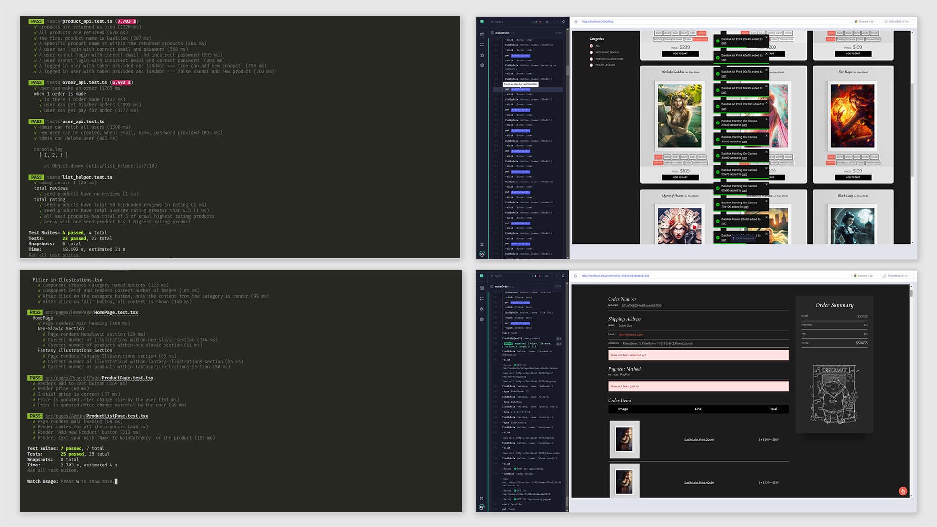 Testing (backend, frontend, e2e)